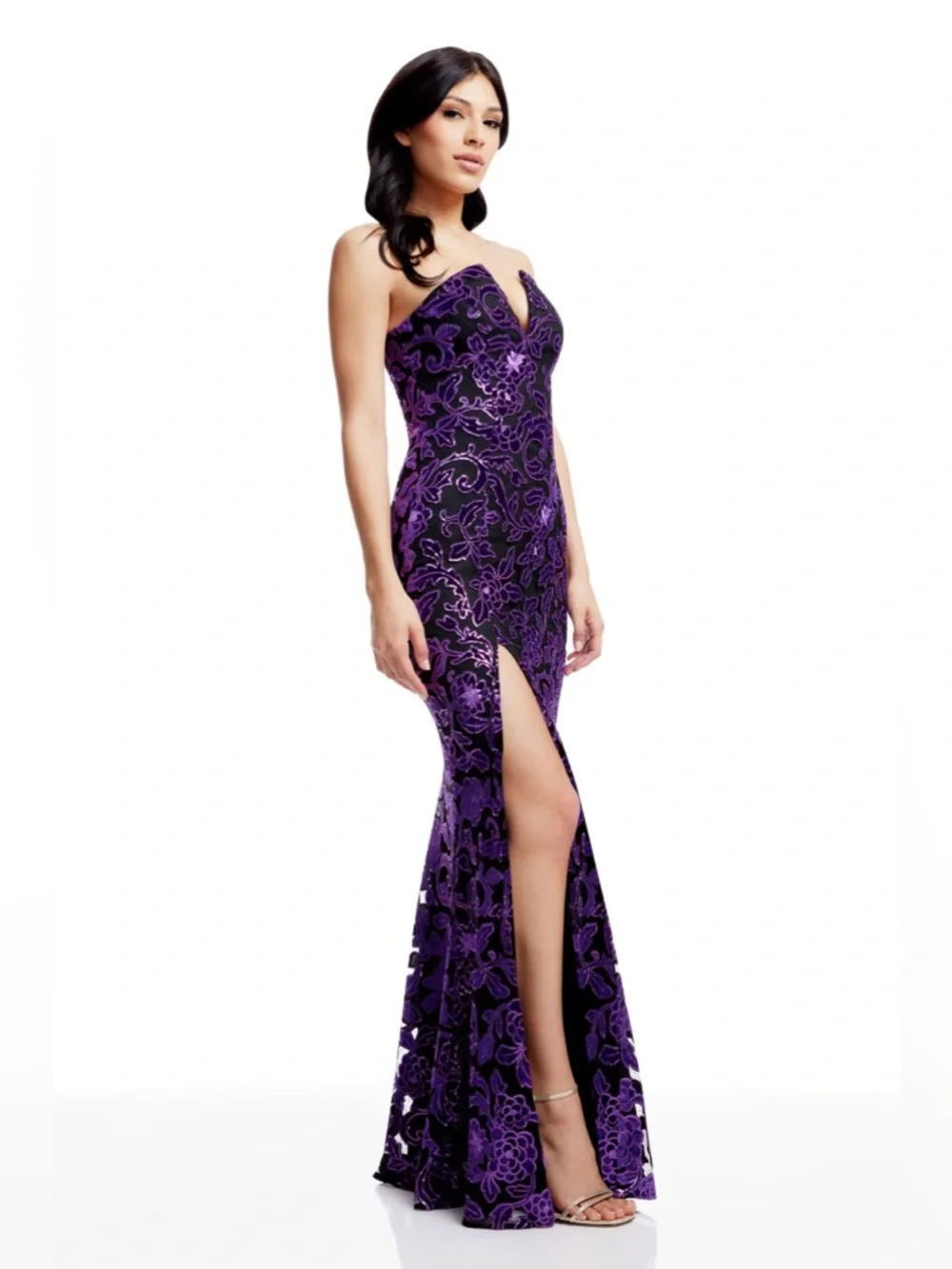Dress the Population Fernanda Embroidered Floral Strapless Gown Size Large NWT - Picture 2 of 9